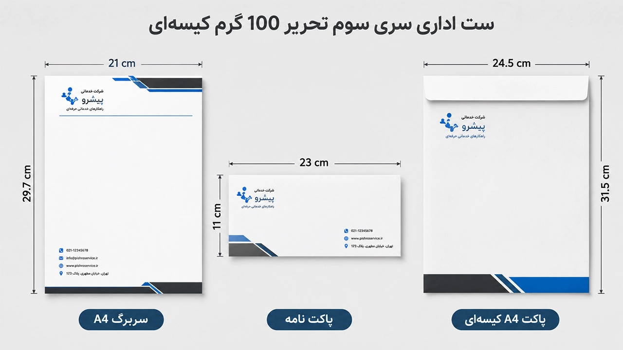 ست اداری تحریر 100 گرم کیسه‌‍ای سری سوم